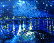 peinture d'une reproduction de la nuit étoilée de van gogh
