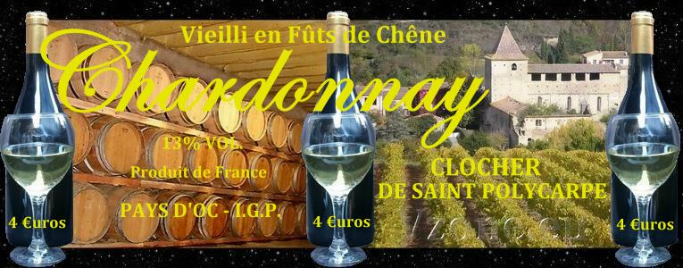 vin blanc chardonnay avec les vignes de saint polycarpe dans l'aude au sud de la france